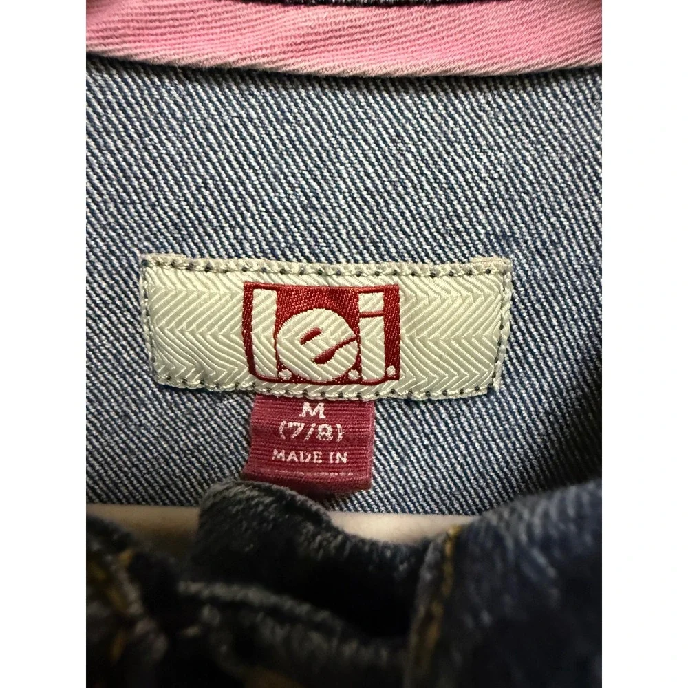 lei Girls Blue Denim Cropped Trucker Jacket Medium Wash Size M‎ 7/8